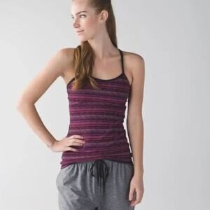 Lululemon Power Y Space Dye Tank Top Purple Workout Size 6 Built in Bra
